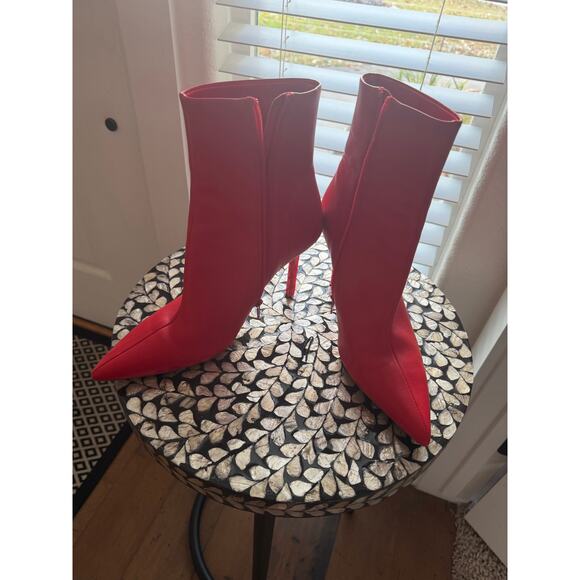 Steve Madden Red Leather Stilleto Elysia Bootie - Picture 5 of 11
